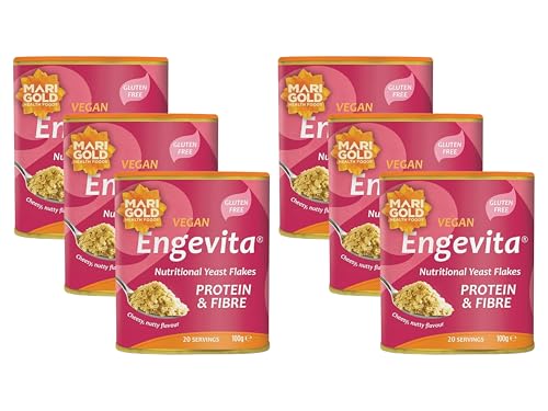 Marigold Engevita Nutritional Yeast Flakes with Protein & Fibre, 100g (Pack of 6) – Vegan Cheese Alternative, Gluten Free
