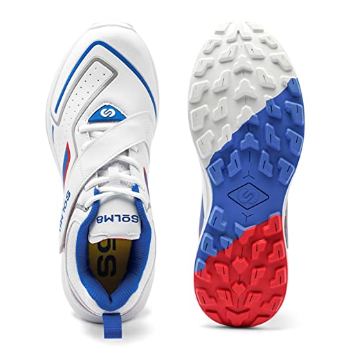 Solm8 Cricket Shoes Rubber Cleats For Turf & Field Sports Blue Red #TOP4
