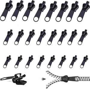 24 Stück Reißverschluss Reparatur Set, Zipper Ersatz in 3 Größen, Reißverschluss Anhänger zum Einklicken, Ersatz Zipper Puller für Rucksack, Koffer, Tasche, Reise & DIY Reparatur