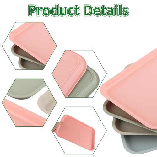 Set di 8 vassoi da portata in plastica, piatti da portata riutilizzabili da 14,5 x 10,5 x 0,9 pollici, grandi, 4 colori, vassoio rettangolare per cucina, sala da pranzo, festa - immagine 4