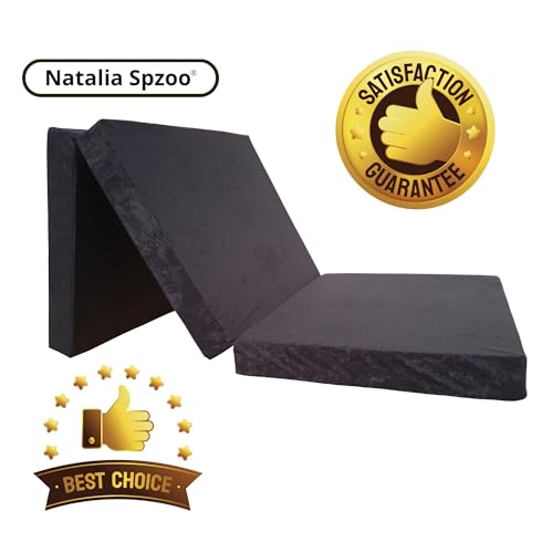 Natalia Spzoo - Materasso Pieghevole 190 X 90 X 8 Cm Per Un Sonno A Nuvola - Materasso Pieghevole Sfoderabile - Materassino Pieghevole In 3 Parti (Nero 0001) - 5