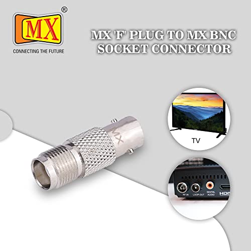 Image of MX Female F Type Connector to BNC Female Connector for TV Cable Tight Corners Wall Plate Mounted Flat Panel TV Mounting Setup Box (PACK OF 2)