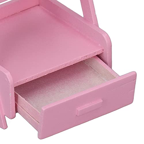 Dollhouse Flower Plants Rack, Flower Stands 3 Layers Hand Crafted Birch Wood Doll House Flower Shelf With Storage Drawer (Pink) #TOP7