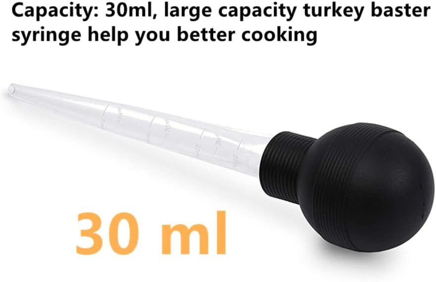 2 PcsTurkey Baster, Chicken Turkey Poultry Meat BBQ Baster Syringe Tube, Kitchen Cooking Tools Kitchen Chicken Turkey Poultry Meat BBQ Food Flavour Baster (Black and Red）
