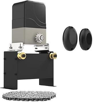 Blutezeit 1100lb Sliding Gate Opener with Infrared Safety Sensor| Chain Drive Motor with 2 Remotes & 16.4ft Chains, Safety IR Beam