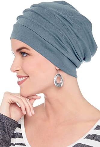 Headcovers Unlimited Slouchy Snood Hat - 100% Cotton Slouchy Beanie Hats for Women - Denim
