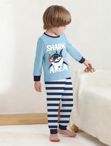 Mikrdoo Pajamas Boys Shark Pjs Toddler 2 Piece Long Sleeve Sleepwear Kids Clothes Set, 2T - Thumbnail 5