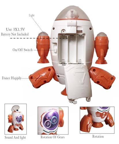 Image of Goyal's Space Rocket 360 Rotation Robot Toys, Gear Rotation Space Shuttle Toys with Light & Music for 3+ Years