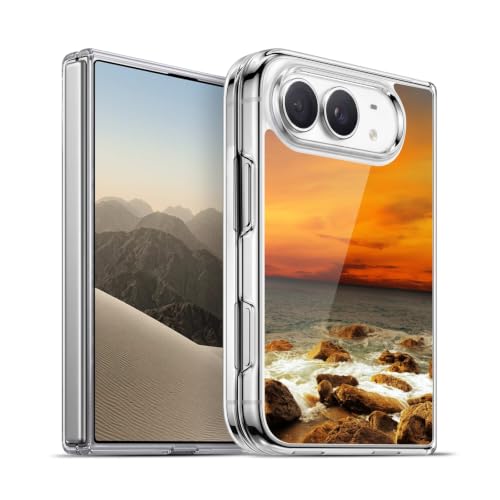 Head Case Designs Ciel Rouge sur Le Bord De Mer Rocheux Beauté Plage Coque en Gel [Protection de Qualité Militaire] Compatible avec Apple iPhone Duo Et Compatible avec MagSafe