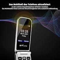 artfone F30 4G Seniorenhandy Klapphandy Ohne Vertrag, Großtasten Mobiltelefon, 2,4 Zoll Farbdisplay, SOS Notruftaste, Ladestation, Handy für Senioren, FM Radio, 1300mAh Akku, Sprachansage - Schwarz – Ansicht 8