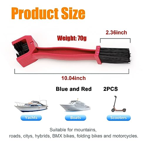 Ziciner 2 PCS Bike or Motorcycle Chain Washer, Motorcycle Chain Gear Dirt Clean Brushes, Universal Bicycle Chain Cleaning Brush Tool for Mountain Bike Heavy Duty Motorcycle (1 Red+ 1 Blue) - Image 2