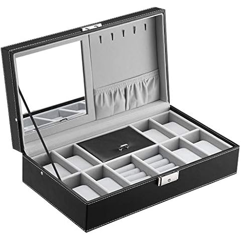 SONGMICS Caja para 8 de Relojes y Joyería, Negro Cover