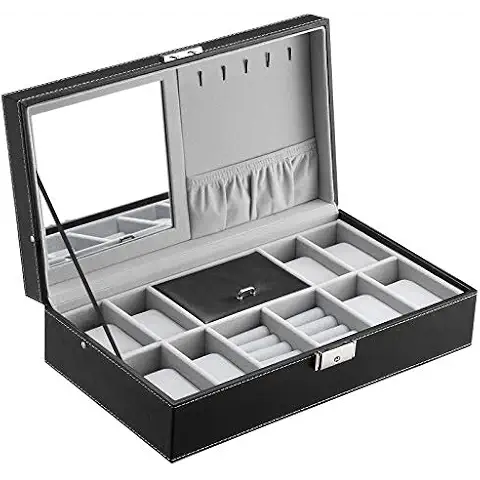 SONGMICS Caja para 8 de Relojes y Joyería, Negro Cover