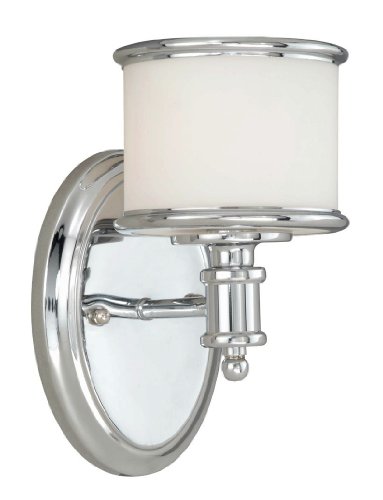 Image of Vaxcel USA CRVLU001CH Carlisle 1 Light Transitional Wall Sconce Lighting Fixture in Chrome, Glass