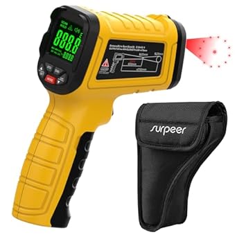 Infrared Thermometer Pyrometer Temperature Gun -50F to 2552F, 30:1 Distance Ratio, Laser IR Temp Gun for Cooking, Pizza Oven, Engine, Kilns, Forges, Industry, and Home Repair