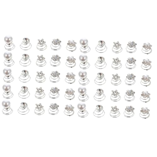 Épingles à cheveux spirales mariage : lot de 120 pics à chignon avec perles et strass