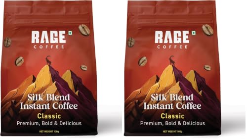Image of Rage Coffee Premium Silk Blend Classic - 100 Gm | Enhance Fitness, Energy, and Focus | Hot and Cold Coffee (Pack of 2)
