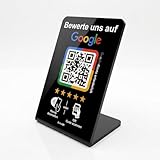 Google Bewertung Aufsteller mit NFC & QR-Code für mehr Kundenbewertungen (Schwarz)