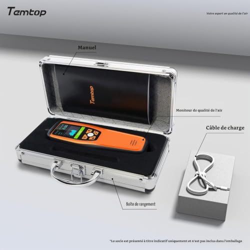 Temtop M2000 2e Moniteur de la qualité de l'air PM2,5 PM10 Particules CO2 HCHO Sortie des données de température et d'humidité Courbe d'enregistrement Étalonnage Facile – vue 9