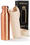 Bold & Divine Premium 32oz Pure Copper Hammered Water Bottle for Drinking - Ayurvedic Health...