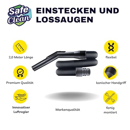 SAFE ’N CLEAN Saugschlauch 2-5m div. Längen für Kärcher T7 T8 T9 T10 T11 T12 T15, Staubsaugerschlauch, Ersatzteil alternativ zu original 28891000/2.889-100.0 - 2m
