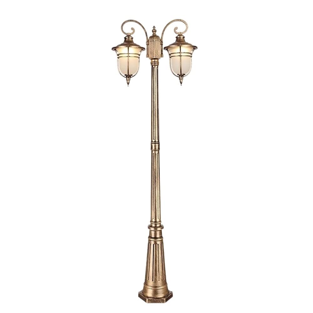 QUSYZD Lamp Post Lights Outdoor, Lamp Post Lights, 2 Head Down Vintage Post Pillar Lantern Light Waterproof Outdoor E27 Traditional Exterior Column Lamp Landscape Street,2.9m