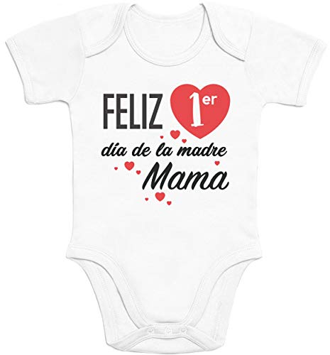 Body de Manga Corta para bebé   Regalo Feliz Primer Mamá día de la Madre 12 18 Meses Blanco