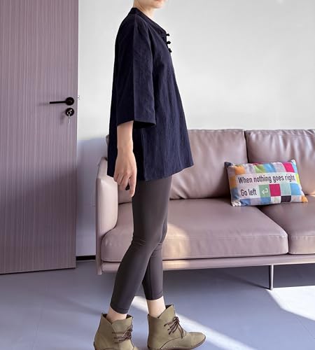 Minibee Women's 3/4 Length Sleeve Tops Cotton Linen Shirts Casual Blouse Summer Tops for Women2