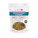 Caru - Goat’s Milk, Banana & Blueberry Baked Cookies - Natural Treats for Dogs - Human Grade Ingredients - Flavorful - Wheat, Corn, Soy & Legume Free - Non-GMO - Made in USA - 4 oz - 1 Pack