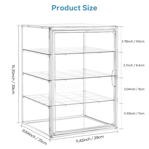 Image of HBlife Baby Bottle Storage Organizer for Countertop Cabinet, 4 Tiers Adjustable Clear Acrylic Bottles Storage Station Case Box Container with 3 Removable Dividers and Magnetic Door, X-Large