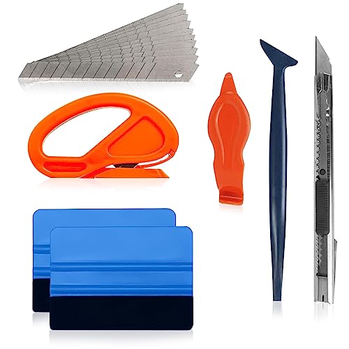 Kit di strumenti in vinile per auto, strumenti per pellicole per finestre con spatola in feltro, tagliabordi, mini spatola angolare morbida per l'installazione di adesivi per auto, carta da parati