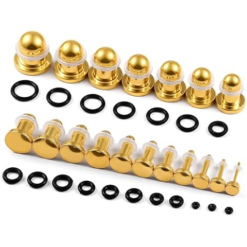 Atomhole 5 Pairs Set Ear Taper 18G-00g Stretching Plugs in 0.5mm Increments 316 Surgical Stainless Steel Hypoallergenic Gauges Body Piercing Jewelry Cover