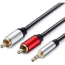RCA Cable 6Ft, 3.5mm Male to 2RCA Male Stereo Audio Adapter Cable Nylon Braided AUX RCA Y Cord for Smartphones, MP3, Tablets, Speakers, HDTV and More6Ft/2M