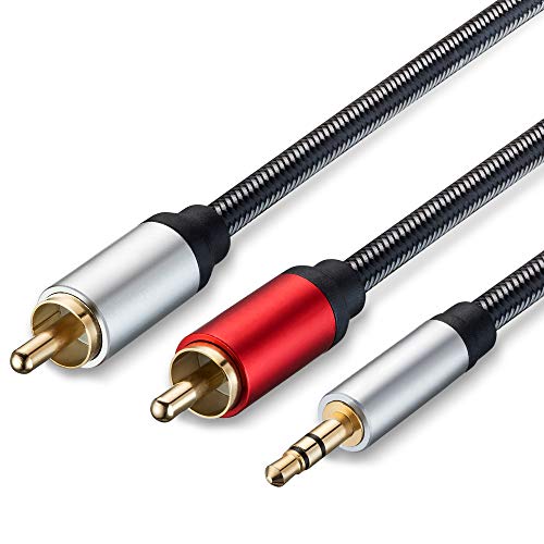 RCA Cable 10Ft, 3.5mm Male to 2RCA Male Stereo Audio Adapter Cable Nylon Braided AUX RCA Y Cord for Smartphones, MP3, Tablets, Speakers, HDTV and More(10Ft/3M)