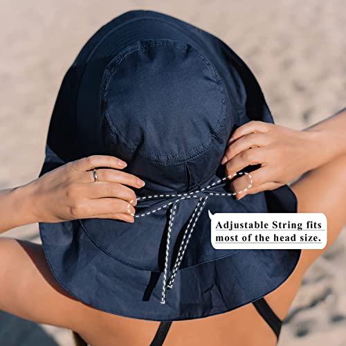 Pacote com 3 chapéus de sol femininos de rabo de cavalo com aba de pescoço e aba larga proteção UV c