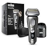 Braun Electric Razor for Men, Series 9 Pro 9465cc Wet & Dry Electric Foil Shaver with ProLift Beard Trimmer, Cleaning & Charging SmartCare Center, Head Shavers for Bald Men, Noble Metal