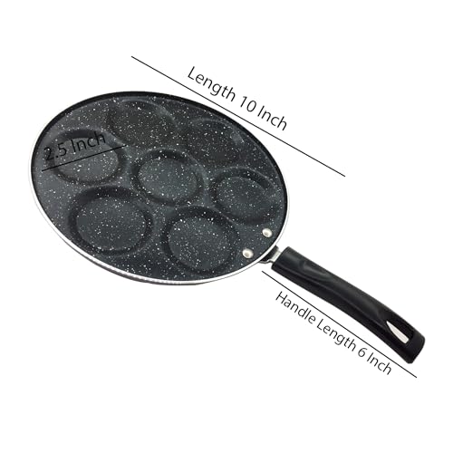 image for SRIYUG Non-Stick Mini Crepe Maker, Marble Material, 7-Mold Pancake Gri