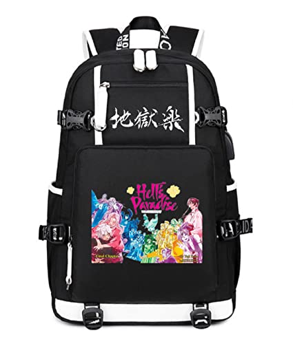 ISaikoy Anime Hell's Paradise Jigokuraku Backpack Bookbag School Bag Daypack with USB Charging Port 5