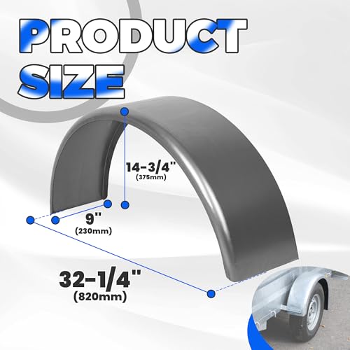 Image of KUAFU Steel Single Axle Trailer Fender Fits 14 inch-16 inch Tire-32 inch x 15 inch x 9 inch