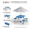 VINGLI 4 Ft Camping Picnic Table Set with 4 Seats with Umbrella Hole Folding Lightweight Suitcase Card Table-220 Lbs Support Aluminum Frame, Plastic RV Tabletop for Barbecue,Travel,Outing,Gathering