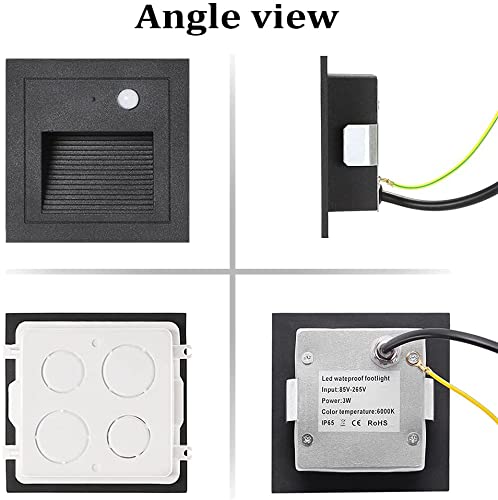 Fvtled 4 Pack Led Step Light With Motion Sensor, 3W Indoor Outdoor Led Recessed Stair Light Ip65 Waterproof For Hallway, Closet, Bedroom (Black Shell, Cool White) #TOP3