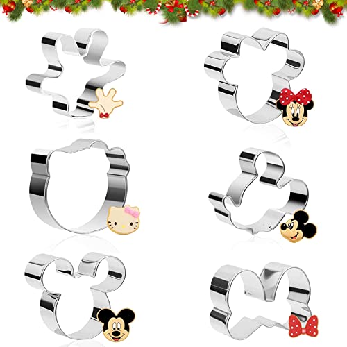 Cortador de galletas Mickey Mouse,6 Piezas cortador galletas acero inoxidable,moldes de galletas Mickey Mouse Cortadores de Galletas para Niños Para Pastel Cookie Fondant