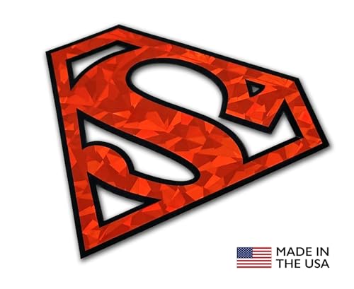 Image of Elektroplate Superman Logo Reflective Car Decal Red Oversized 6.5 inch | Officially Licensed DC Comics - Weatherproof Automotive Grade Sticker for Water Bottle, Laptop & More - Made in the USA