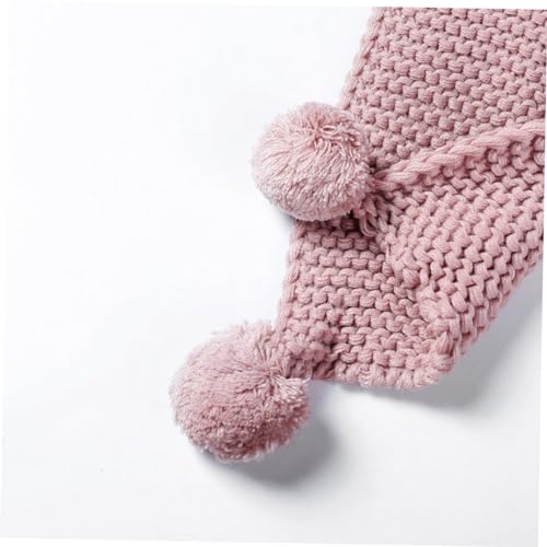 Bufanda con bolas peludas para niños bufandas de lana infantil cuello invierno rosa 6