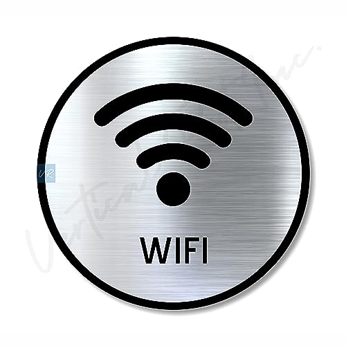Vertical Root Inc Premium Brush Finish Silver Acrylic Free WiFi Sign Easy to Mount 3M Double Side Tape 5.8 Inch Signage Self-Adhesive Business Stores Cafe Shop Hospital School Office Hotel