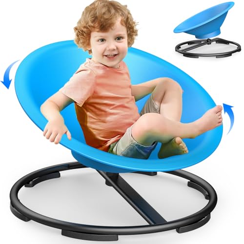 TERRAMUS Large Sensory Spinning Chair, 360° Swivel Chair for Toddler, Spin Seats for Autistic Children,Kids Balance Toys,Autism ADHD Seat,Play Equipment Relief Motion Sickness for Boys Girls (Blue)