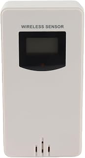 Temperature Humidity Sensor Weather Station with 60m Transmission Range IPX4 Waterproof for Indoor Outdoor Use Hanging Desktop Mount White