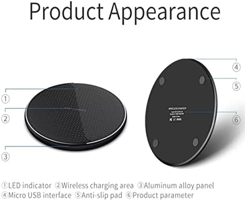 Qi Wireless Charger Fast Wireless Phone Charging Pad for 10W Max for smartphone Compatible with iPhone 13/12/12 Pro/11/11 Pro Max/XS Max/XR/XS/X/8/SE, Galaxy S20/S10/S9/S8, Huawei, Xiaomi (No Adapter)