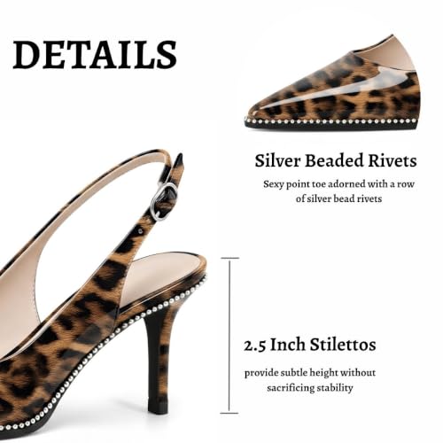 Image of YODEKS Slingback Heels for Women Pointy Toe Beaded Heels Close Toe Kitten Heel Pumps 2.5 Inch Stiletto Pumps Wedding Party Dressy Shoes