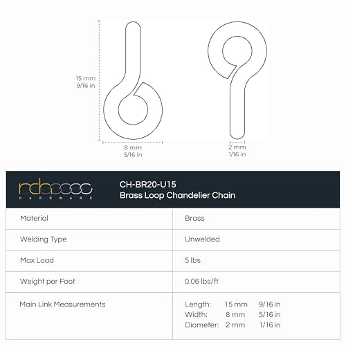 Image of RCH Hardware CH-20-AB-3 Decorative Solid Brass Chain for Hanging, Lighting - Light Unwelded Wire (3 ft /1 Yard)